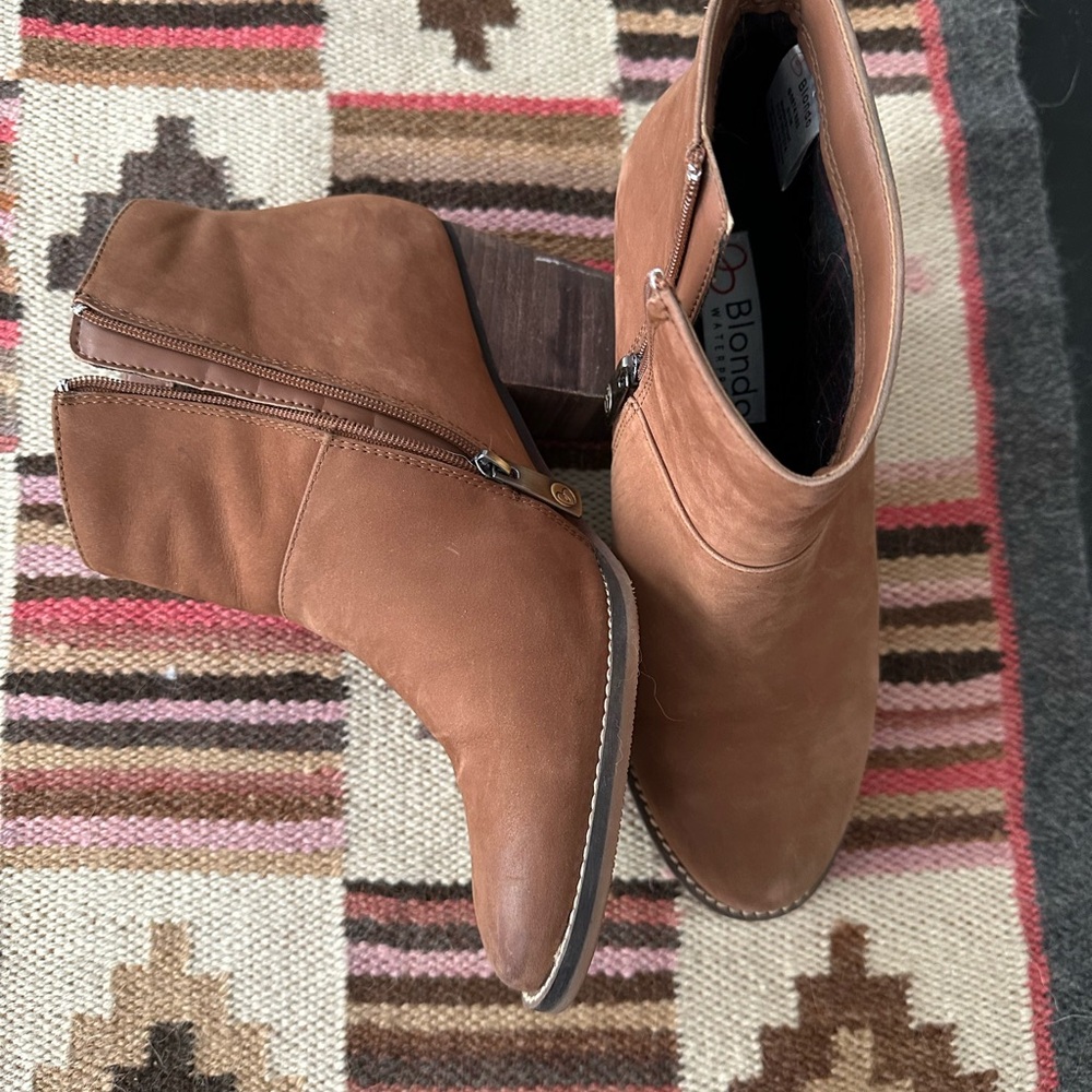 Blonde waterproof tan Brown leather Ankle Boots - Picture 4 of 11
